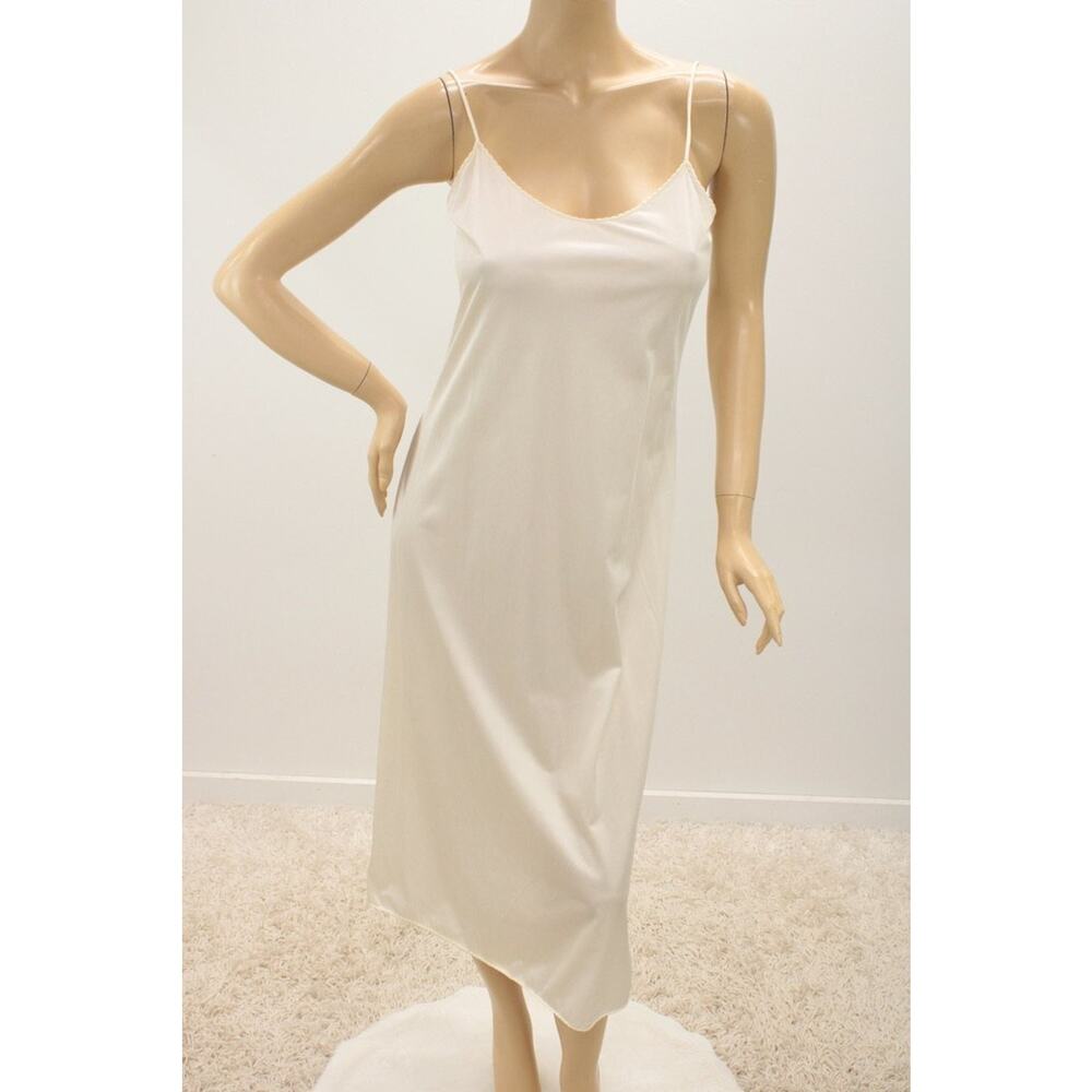 Vintage Vanity Fair Long Slip Nylon Size 34 Midi Formal Creamy White Ivory